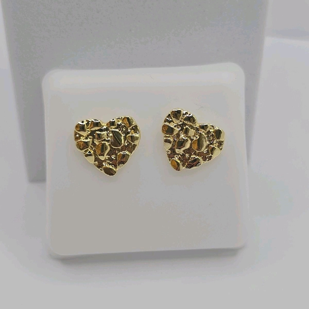 Earrings NUGGET style gold-plated beautiful heart style